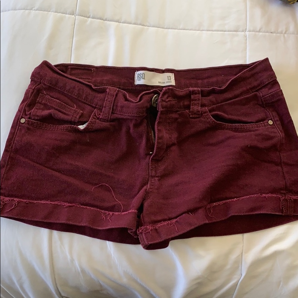 Maroon jean shorts